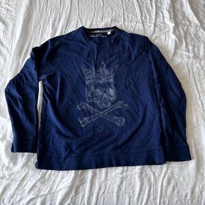 Robert Graham Navy Crewneck with Crowned Skull Graphic